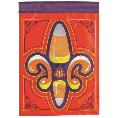 RECINTO Halloween Fleur De Lis Double Applique Garden Flag RE3460629